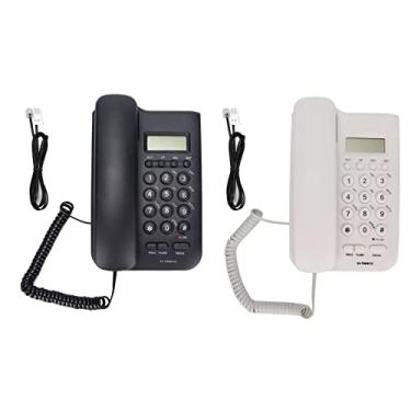 Imagem de Telefone fixo, suporte de parede com fio, telefone com fio com ID de chamada LCD/rediscagem/despertador/calendário, telefone de extensão pequena para escritório e casa hotel (branco)