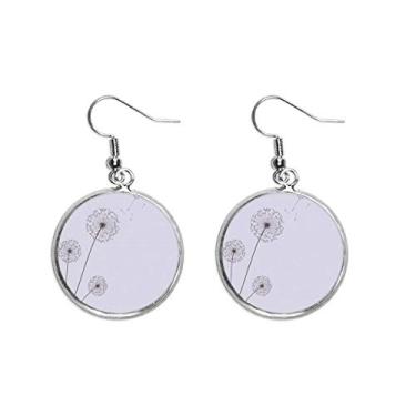 Imagem de Brinco de flor com três plantas de dente-de-leão pendente prata joia feminina