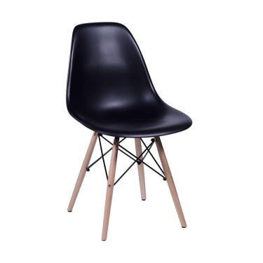 Imagem de Cadeira Eames Eiffel em Polipropileno e Pés de Madeira - Preto