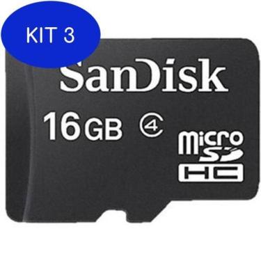 Imagem de Kit 3 Cartão De Memória Sandisk Classe 4 Com Adaptador Sd 16Gb
