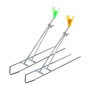 Imagem de Barraca de pesca Mão-Sea Dupla-Uso de Ferro Simples Suporte de Ferro Dobrável Torreta Galvanizada Haste Galvanizada Suporte de Rodas do Mar Suporte para vara de pescar ( Size : B )