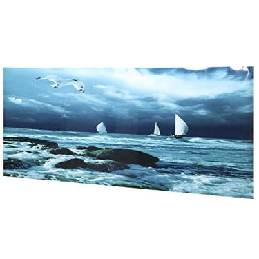 Imagem de Zerodis Adesivo de fundo de aquário, padrão de vela de barco marítimo papel de parede aquário decorativo fotos autoadesivas cenário subaquático imagem decoração (122 * 50 cm)