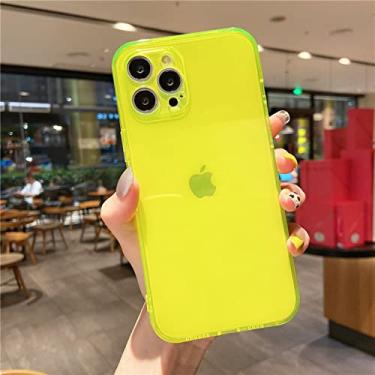 Imagem de Capas de cores fluorescentes de néon fashion para iphone 13 12 mini 11 pro xs max x xr 7 8 plus se 2020 capa de tpu clara e clara brilhante, amarela, para ipone se 2020