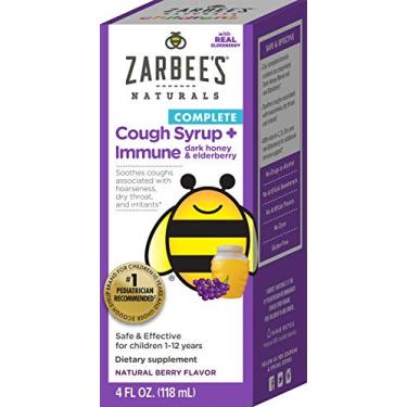 Imagem de Zarbee's Naturals Xarope para tosse diurno completo para crianças* + Imune, sabor de frutos silvestres, frasco de 118 ml