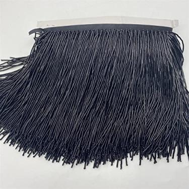 Imagem de jardas 15 cm (6 polegadas) de vidro pesado cor dourada semente com contas de franja lâmpada de guarnição de artesanato, preto A