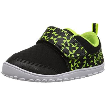 Imagem de Reebok Tênis clássico Ventureflex Quest II (infantil), Preto/Semi solar amarelo/branco, 4 Toddler