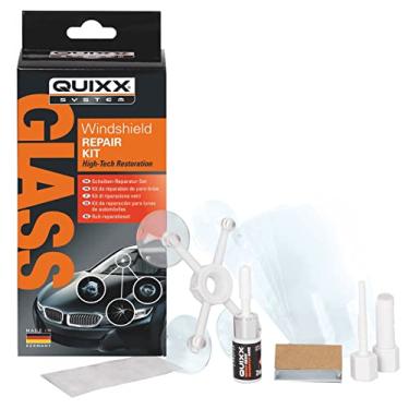 Imagem de QUIXX O kit de reparo de para-brisa 10210 é o reparo econômico para lascas, rachaduras, olho de boi e danos em forma de estrela aos para-brisas. Use em seu automóvel, motocicleta ou barco