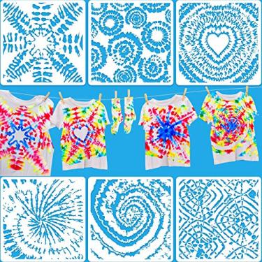 Imagem de 6 peças estêncis tie dye molde de pintura de arte reutilizável estêncil DIY tie dye desenho estêncil para pintura artesanato parede de tecido faça você mesmo piso decoração de casa placas de madeira
