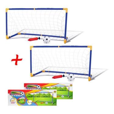 Imagem de Mini Trave Gol Futebol Infantil 2 Unidades 2 Bolas 2 Bombas - Dm Toys