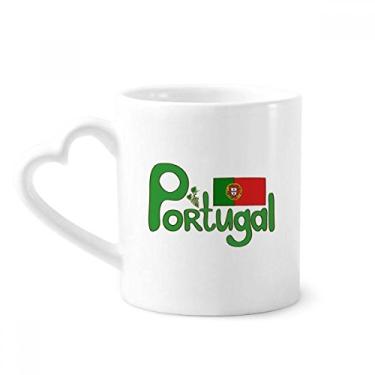 Imagem de Caneca com estampa verde bandeira nacional de Portugal café cerâmica copo de coração de vidro