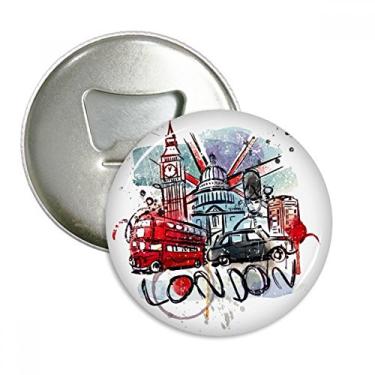Imagem de Ônibus de Londres Big Ben Reino Unido abridor de garrafas aquarela ímã de geladeira emblema multifuncional