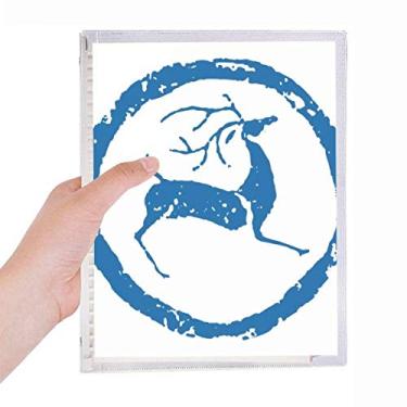 Imagem de Caderno azul de desenho animado, cervo, folhas soltas, recarregável, papelaria