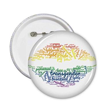 Imagem de Lips Kiss LGBT Arco-íris Wordcloud Alfinetes Emblema Botão Decoração Acessório 5 peças