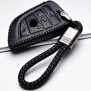 Imagem de YJADHU Capa de couro masculina feminina chaveiro chaveiro capa de chave de carro, apto para bmw x5 f15 x6 f16 g30 7 séries g11 x1 f48 f39,0021,4, s, s, b
