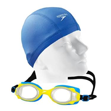 Imagem de Kit Óculos Natação Speedo Lappy Infantil 6 a 12 anos + Touca Xtrafit Tecido Confortável - AMARELO