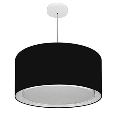Imagem de Lustre Pendente Cilíndrico Duplo Cúpula Tecido 30/50x40 cm, Vivare Iluminação, Pendente4288 PR, Preto, Médio