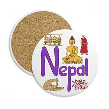 Imagem de Caneca de porta-copos com símbolo nacional do Nepal para proteção de mesa, pedra absorvente