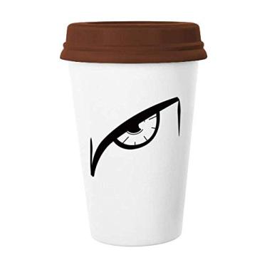 Imagem de Caneca de vidro de cerâmica preta com estampa de olho de Vetor