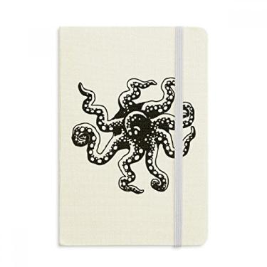 Imagem de Caderno de ilustração preta de polvo da vida marinha com capa dura de tecido oficial diário clássico