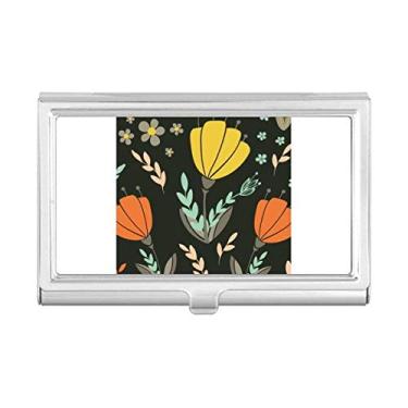 Imagem de Porta-cartões de visita com tinta de planta laranja amarela porta-cartões