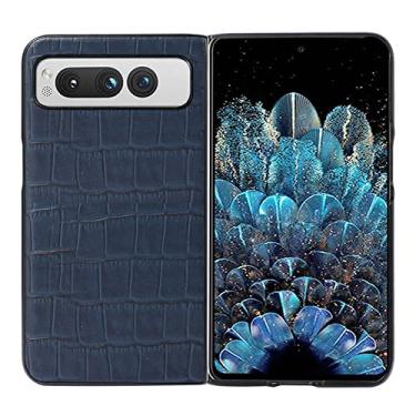 Imagem de KVIBEO Capa para Google Pixel Fold, capa com estampa de crocodilo com proteção para câmera, anti-impressão digital, resistente a arranhões, ultrafina, leve, azul
