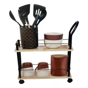 Imagem de Cesto Organizador Mini Carrinho Prateleira Rodas 45x20x50cm