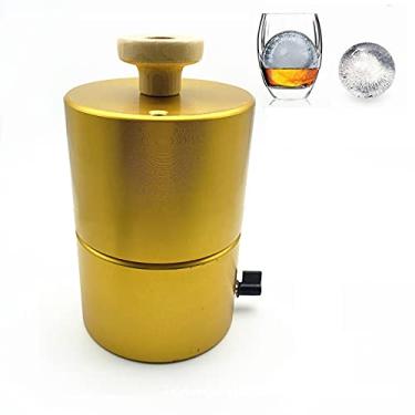 Imagem de Yajun Molde de bola de gelo de 30 mm de alumínio para prensa de bola de gelo de grau alimentício seguro molde de barra de festa frio por mais tempo e derrete mais lento, ouro