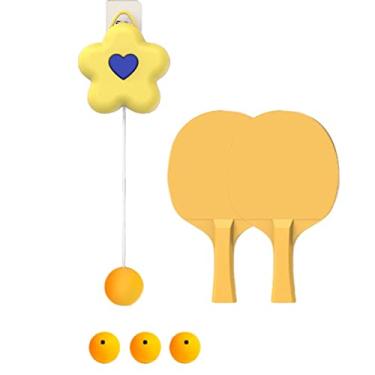 Imagem de Tachiuwa Treinador de Tênis de Mesa para Crianças Brinquedo de Interação Mão-olho Coordenação 1 Botão Equipamento para Exercícios Tênis de Mesa, Amarelo 2 pás