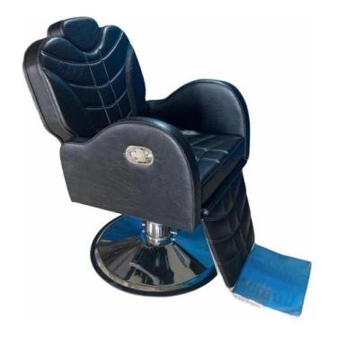 Cadeira de barbeiro reclinável hidráulica manual artística 360 graus  cadeiras giratórias de barbeiro equipamento de salão de cabeleireiro azul  claro