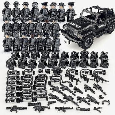 Imagem de Série de Blocos de Construção Militares Black Special Police And Off