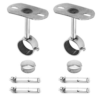 Imagem de Bettomshin Suporte de montagem no teto, suporte de tubo de guarda-roupa, diâmetro de 8 cm, cortina de chuveiro armário haste de suporte de haste de guarda-roupa soquete de flange de tubo 2 peças (altura de 10 cm)