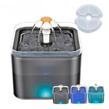 Imagem de Bebedouro Pet Fonte Com Filtro 2 Litros Cães Gato (Cinza)