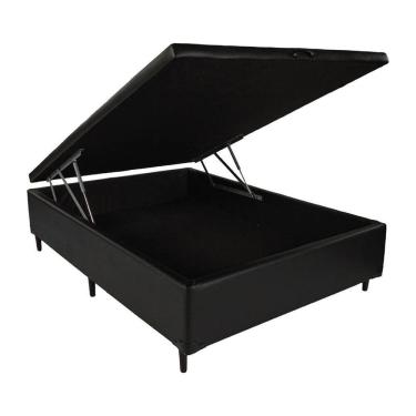 Imagem de Base Cama Box Com Baú Blindado Casal Corino Preto 43x138x188