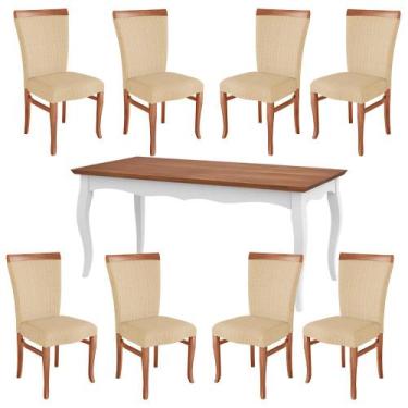Imagem de Conjunto Mesa Gallia 250cm Com 8 Cadeiras Orfeu Poliéster Branco/Imbuí