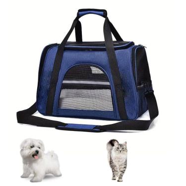 Imagem de Bolsa Transporte Cao Gato Cachorro Pet Viagem Passeio Faixa Refletiva Pequeno Porte Animal de Estimaçao Carro Aviao Onibus