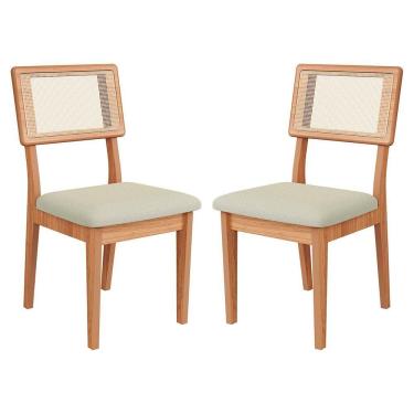 Imagem de Kit 2 Cadeiras Estofadas com Encosto de Tela 100% MDF Freijó em 100% MDF Cesare Escuro Dalla Costa