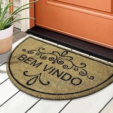 Imagem de 1 Tapete Capacho Fibra Coco Antiderrapante 33x60 Meia Lua E2