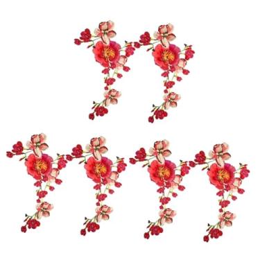 Imagem de LALAFINA 6 Peças Remendo de pano bordado manicreft patchwork decoração patches de retângulo de flores remendos de reparo solúvel em água aplique ferramentas de costura roupas Bandeira