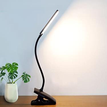 Imagem de Luz de leitura de LED com clipe – Luzes de livro recarregáveis USB Deaunbr, 24 LEDs, luminária de mesa de pescoço flexível para cabeceira, computadores – Preta com controle de toque