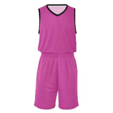 Imagem de CHIFIGNO Camiseta de basquete feminina verde maçã, tecido macio e confortável, camisa de futebol 5T-13T, Dégradé vermelho rosa, G