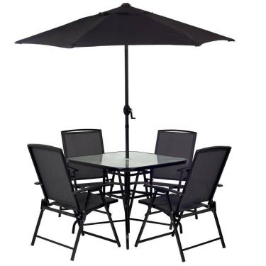 Imagem de Conjunto De Jardim Chicago Preto Com Ombrelone Mor Life