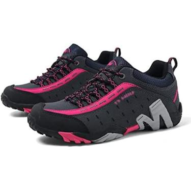 Imagem de Primavera sapatos de caminhada ao ar livre feminino, sapatos de trekking, caminhadas, montanhismo, tênis esportivos leves de cintura baixa respirável,Azul,6,5 Reino Unido