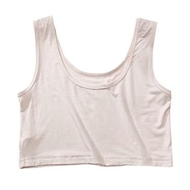 Imagem de Camiseta feminina costas nadador com estampa gráfica para sair, camiseta elegante de verão, blusa boho, colete de festa, Bege, G