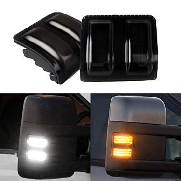 Imagem de XTAUTO Luz de substituição de LED para espelho lateral compatível com Ford 13-14 F-150 08-16 F-250 F-350 F-450 F-550 Super Duty V8 V10 White Running/Parking Light Amber Turn Signal Light Dual Color (um par)