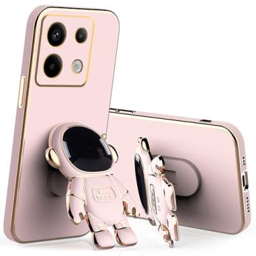 Imagem de Capa compatível com Poco M6 Pro com suporte de desenho animado de astronauta criativo rosa, para Xiaomi Poco M6 Pro 4g, capa de silicone à prova de choque, capa fina protetora de TPU macio (rosa)