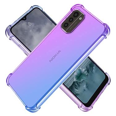Imagem de KOARWVC Capa para Nokia G11, Nokia G21 TA-1418 TA-1477, capa transparente gradiente fina antiarranhões TPU à prova de choque capa protetora para celular para Nokia G21 (roxo/azul)