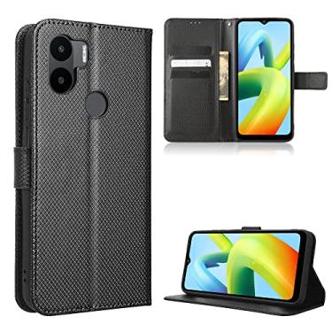 Imagem de Elubugod Capa de couro compatível com Xiaomi Redmi A1+, capa flip de couro PU compatível com Xiaomi Redmi A2+ 23028RNCAG 23028RN4DI 23028RNCAI capa preta