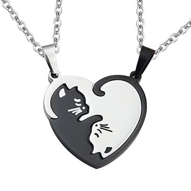 Imagem de de Natal para amigos, marido, esposa – Colar de amizade de gato para 2 meninas, meninos, colares combinando para melhores amigos, irmãs, irmãos, namorado, namorada, Small