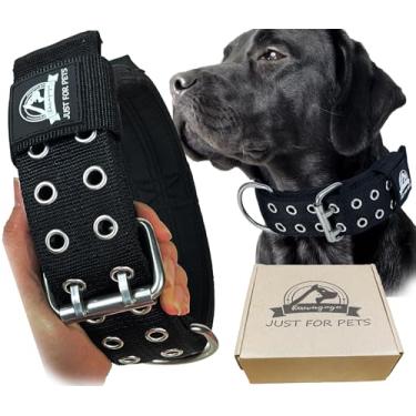 Imagem de Kawagogo Coleira resistente para cães grandes, coleira tática de treinamento militar para raças extra grandes, forte e durável, Sherd Pitbull alemão (53 cm - 78 cm, preto)