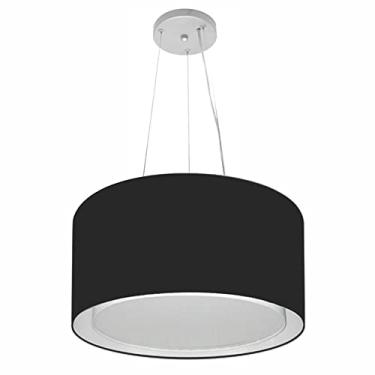 Imagem de Lustre Pendente Cilíndrico Duplo Cúpula Tecido 40x25 cm, Vivare Iluminação, Pendente4123 PR, Preto, Médio